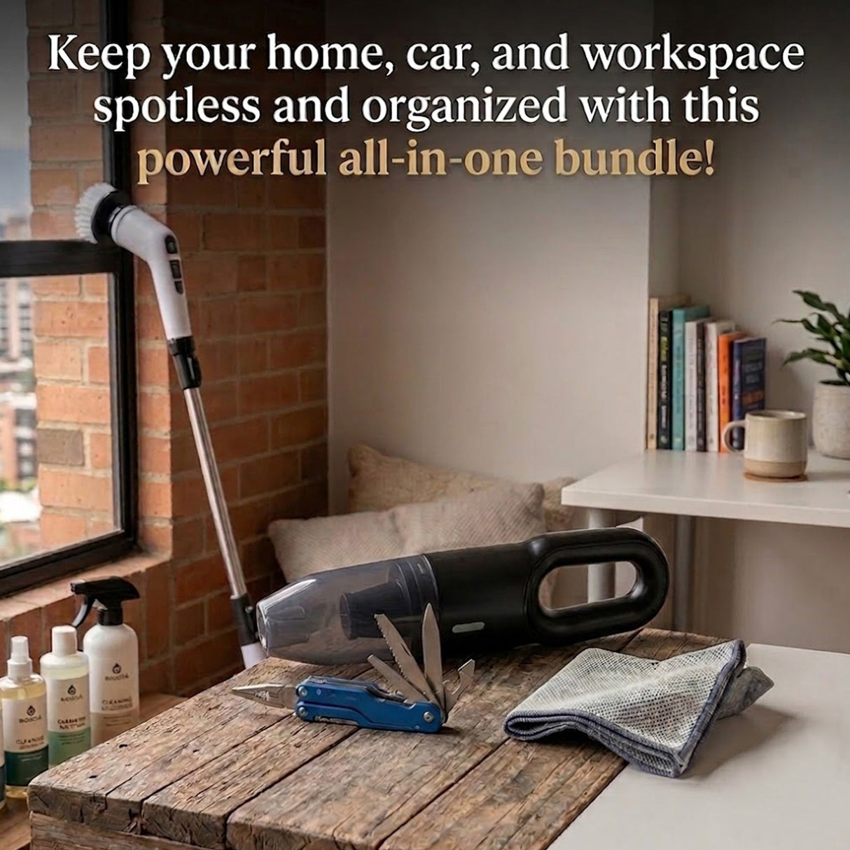 π‘ Ultimate Cleaning & Multi-Tool Bundle β Cordless Rechargeable Power Scrubber, Pursonic Handheld Vacuum & 11-in-1 Multifunction Tool! π οΈβ¨