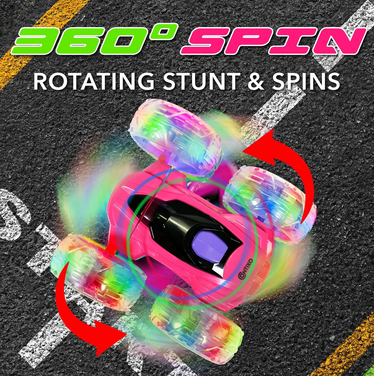 Contixo RC Stunt Car 4WD - 360 Spins, LED Lights