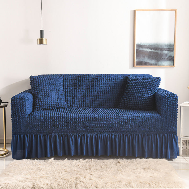 High-Quality Seersucker Stretch Sofa Slipcover with Elastic Bottom and Skirt Washable Furniture Protector for Kids and Pets 1/2/3/4 Seater Options