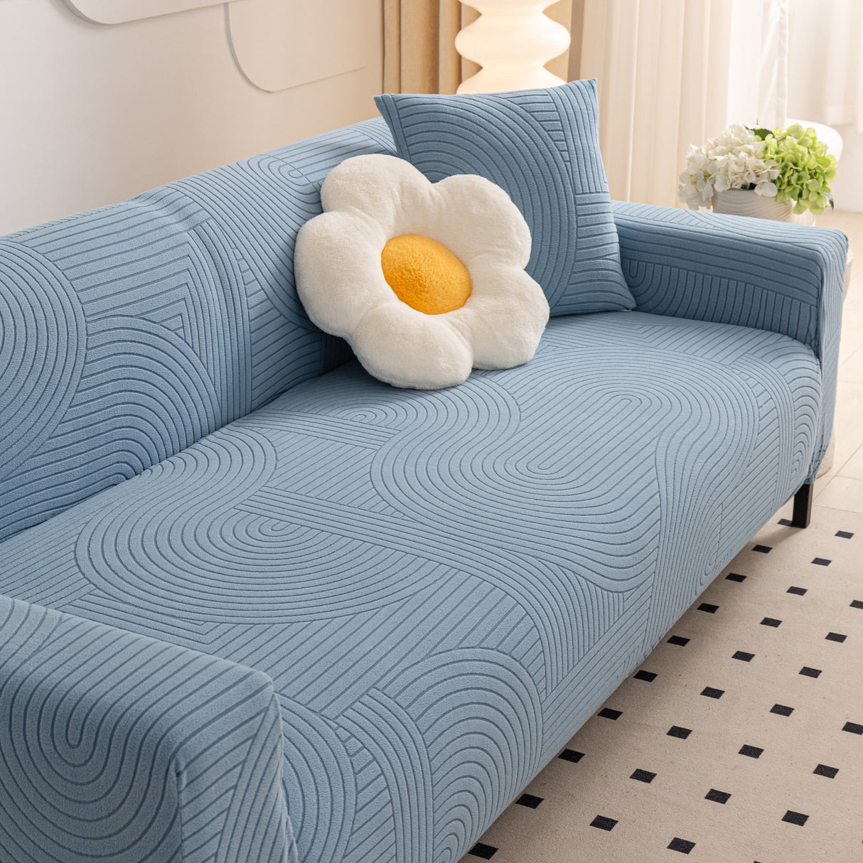 Fleece Stretch Sofa Slipcover Washable Soft Spandex Couch Cover Furniture Protector