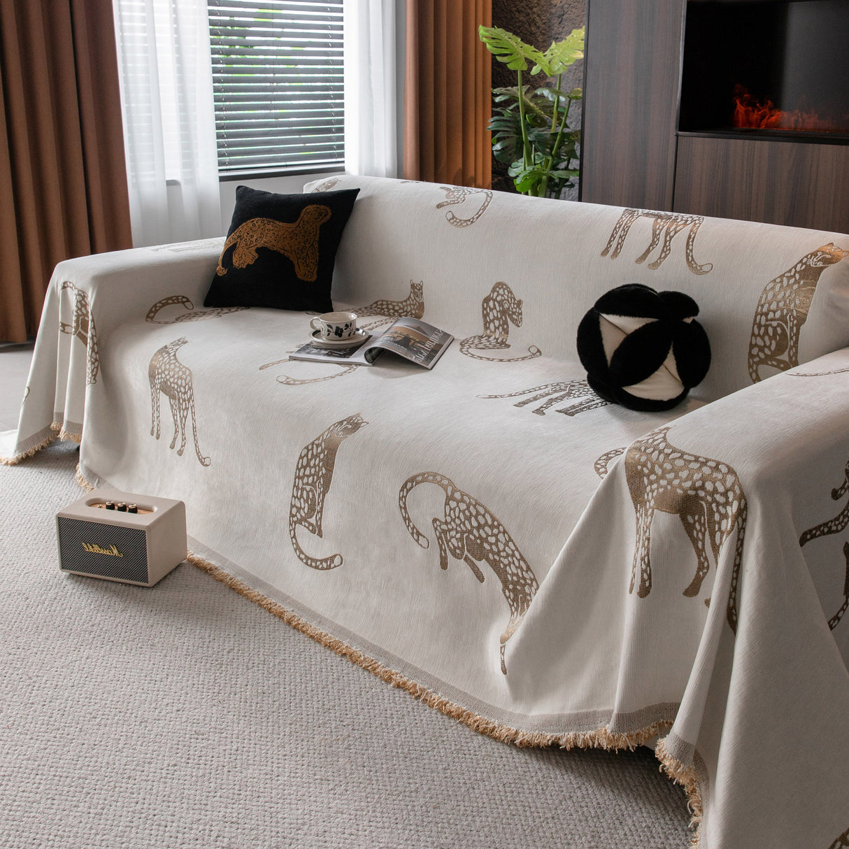 Leopard Sofa Cover Blanket Stylish Furniture Protector Throw for Couches & Loveseats