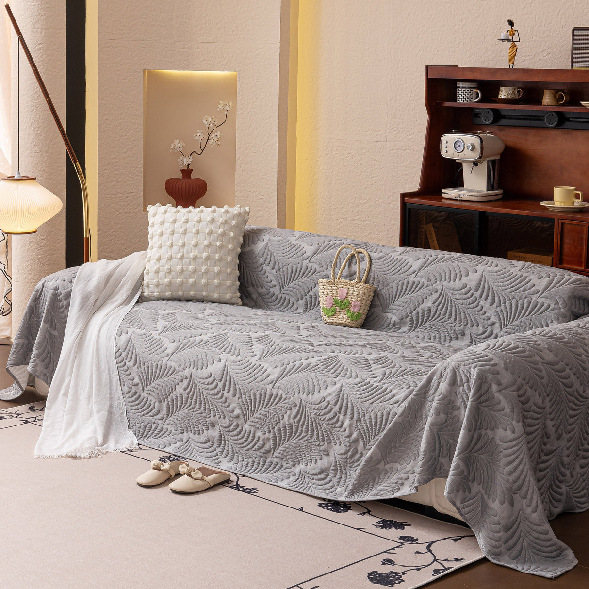 Cooling Quilted Non-Slip Furniture Protector for Pets & Kids, Washable Sofa Slipcover