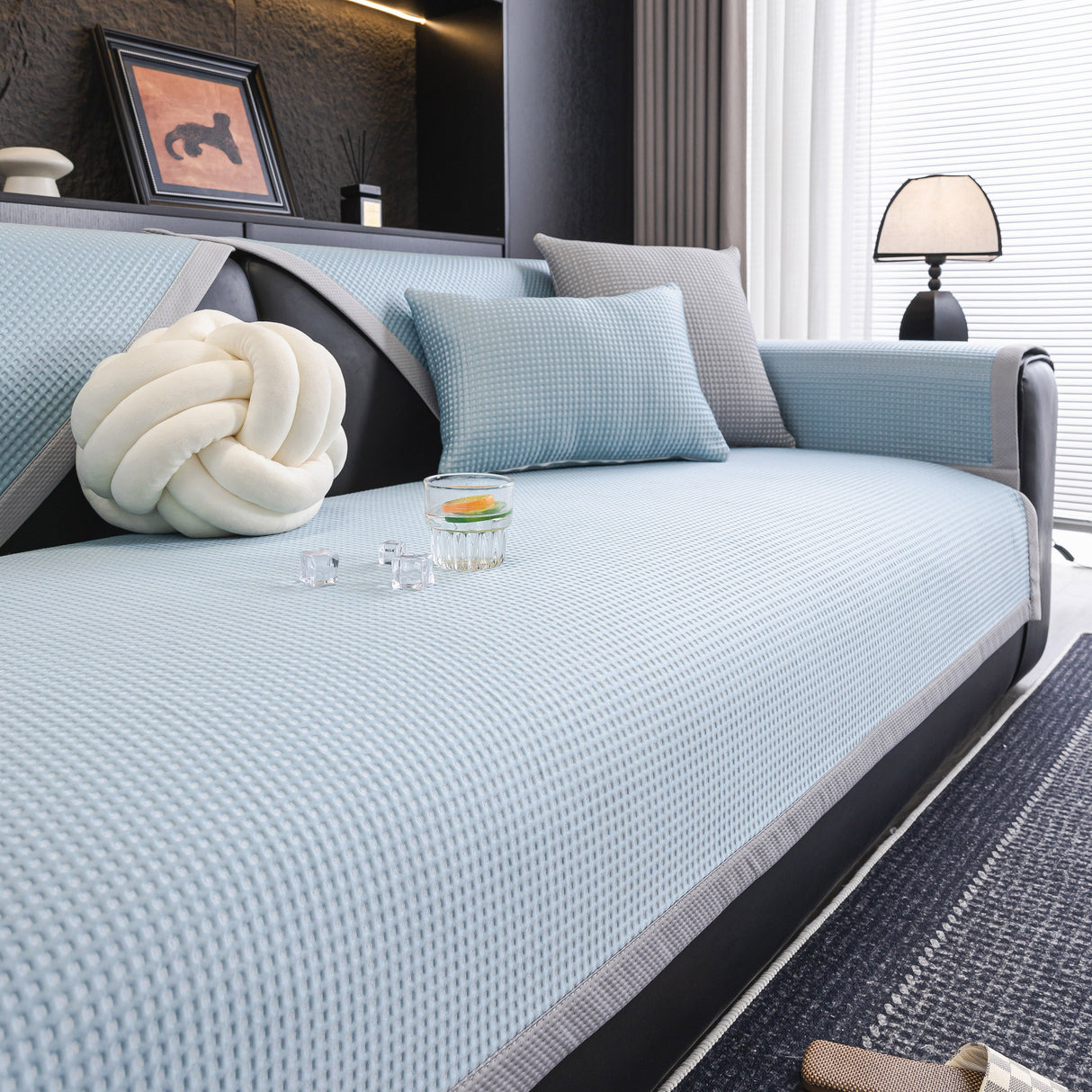 Non-Slip Cooling Breathable Couch Protector Towel, Lightweight Slipcover for Sofas