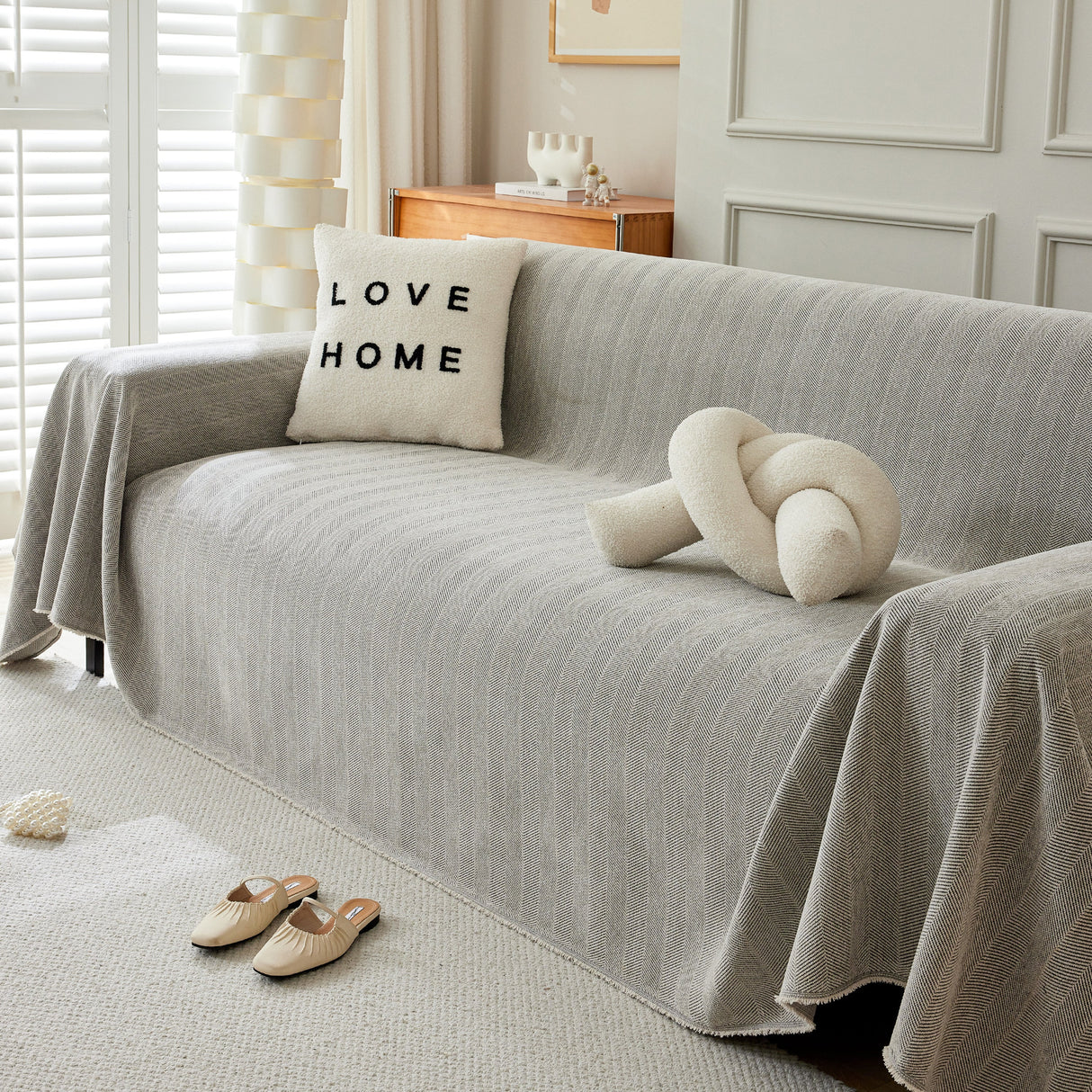 Herringbone Oversized Chenille Couch Throw Cover Sofa Slipcovers Couch Covers for Sectional Couches