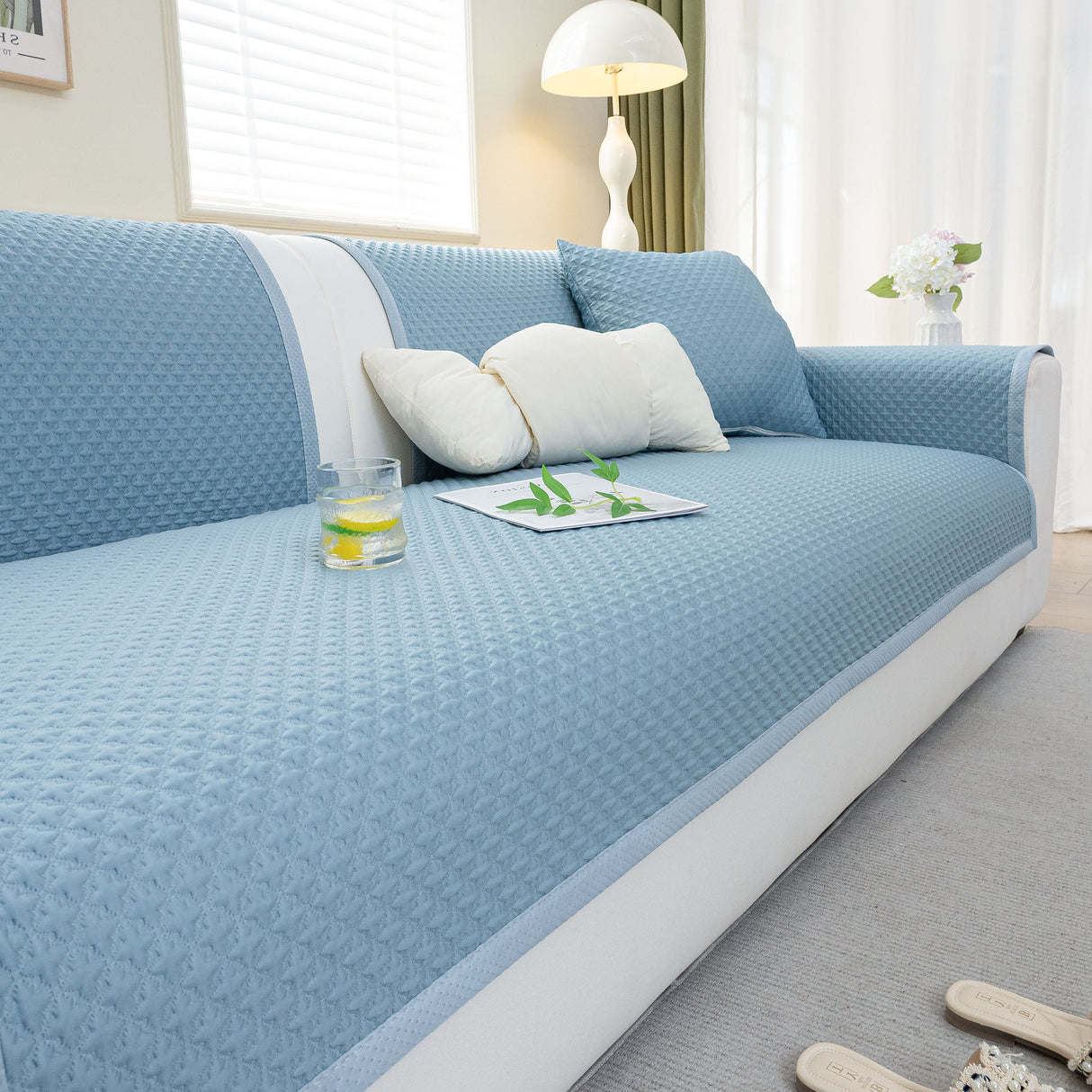 Non-Slip Diamond Quilted Sofa Cover, Separate Pieces Sectional Couch Protector