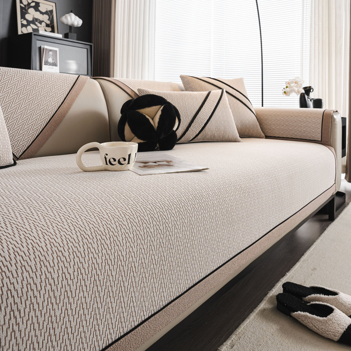 Herringbone Couch Protector for Pets, Non-Slip Washable Sectional Couch Covers