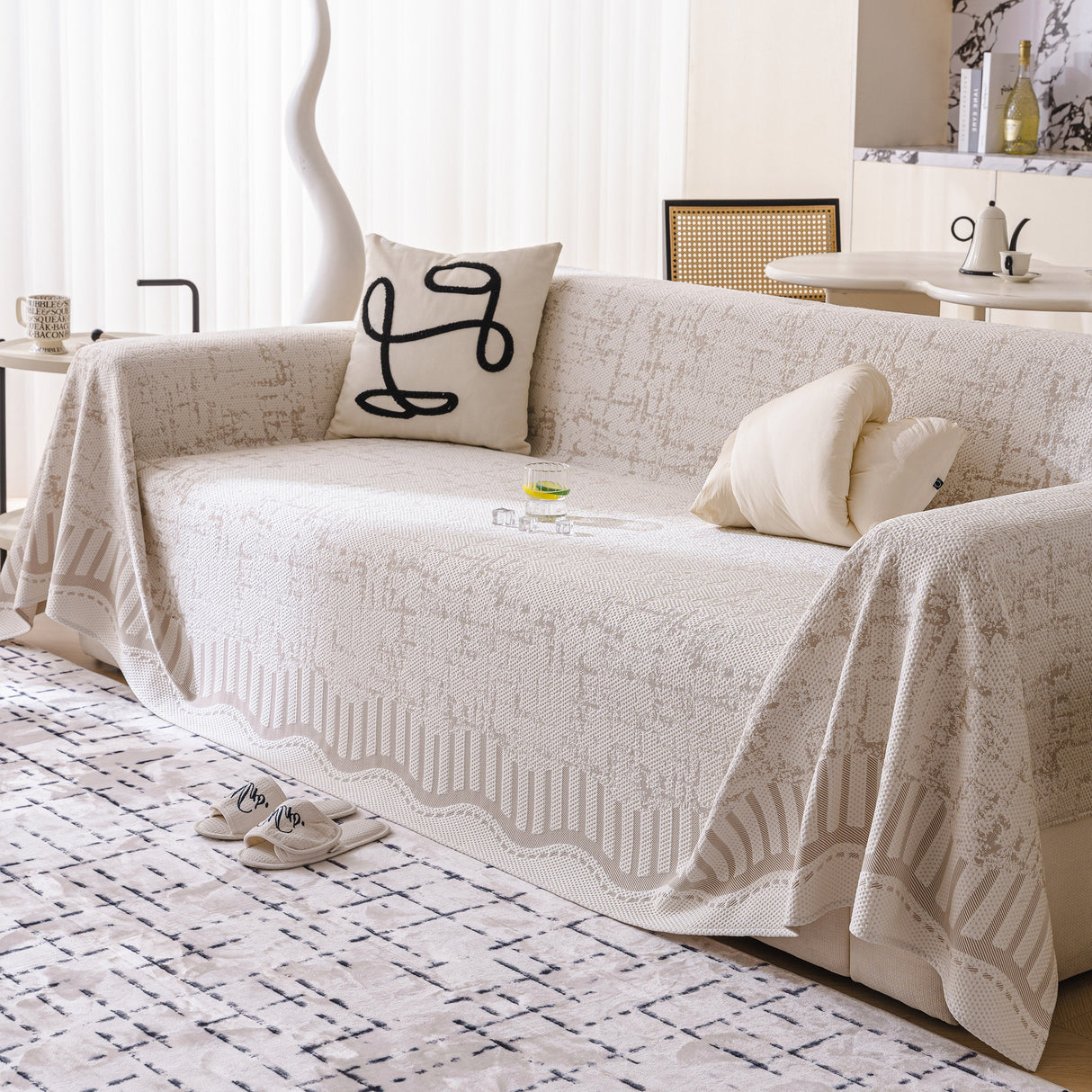 Modern Light Luxury Silky Smooth Couch Throw Protector, Washable Furniture Protector