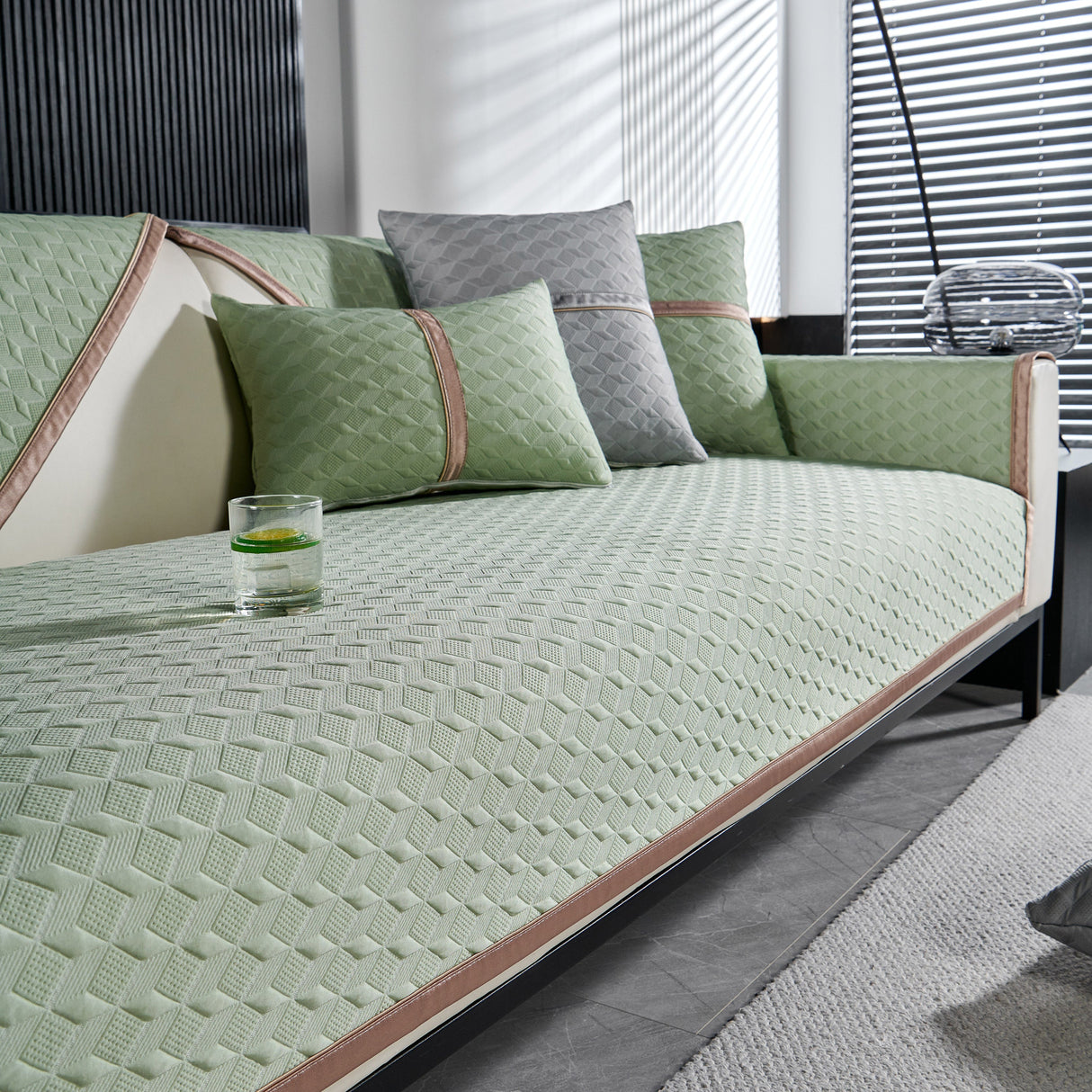 Geometric 3D Sofa Cover, Non-Slip Couch Protector for Seat, Backrest & Armrest