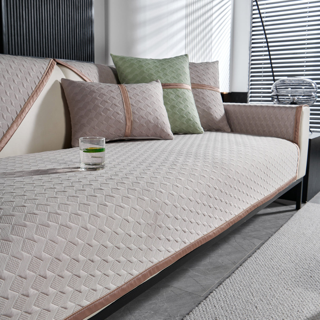 Geometric 3D Sofa Cover, Non-Slip Couch Protector for Seat, Backrest & Armrest