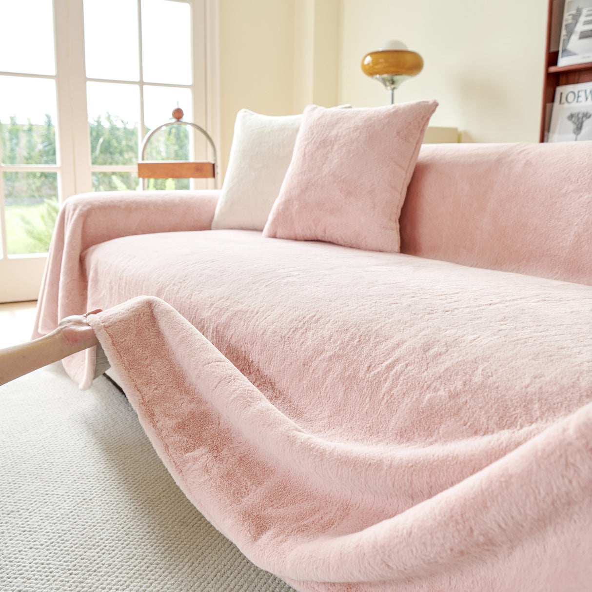 Faux Fur Smooth Plush Comfy Couch Covers, Soft Thicked Durable Blankets and Throws for Sofas