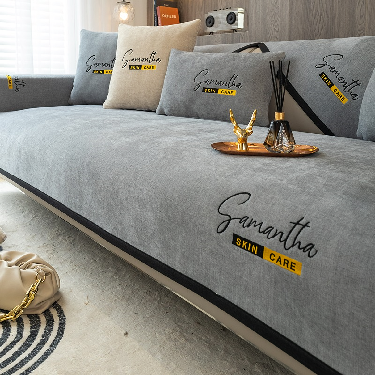 Non-Slip Cat Scratch Furniture Cover for Leather Sofas, Chenille Sofa Towels Covers I