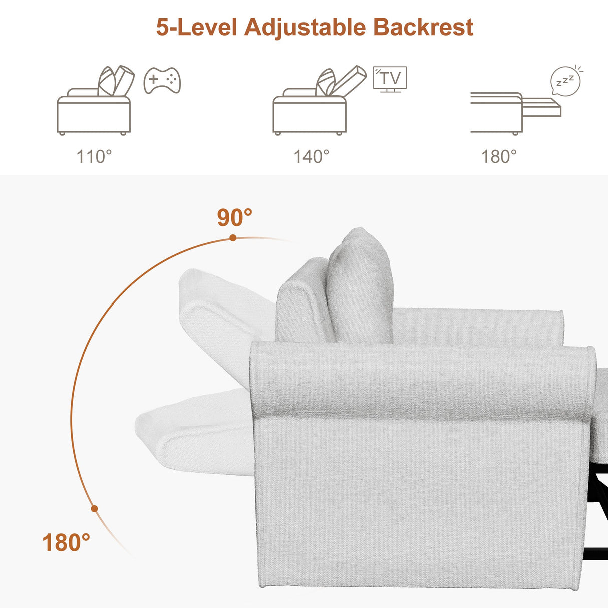 3-in-1 Adjustable Sleeper Sofa Bed Pull Out Chair Sofa