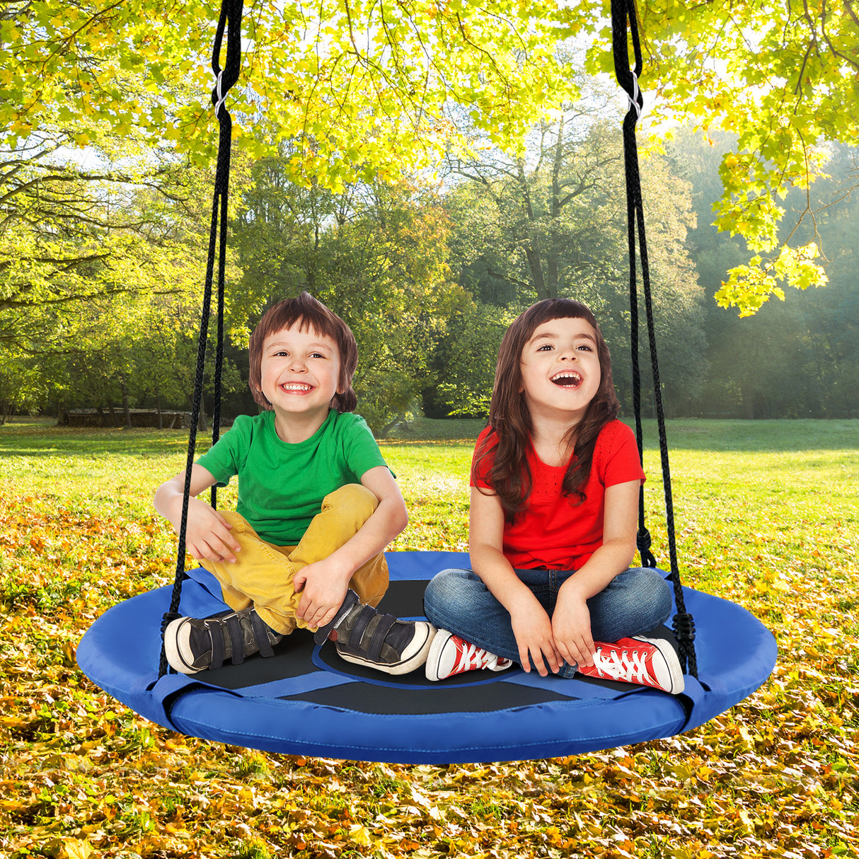 2-in-1 40 Inch Kids Hanging Chair Detachable Swing Tent Set-Green