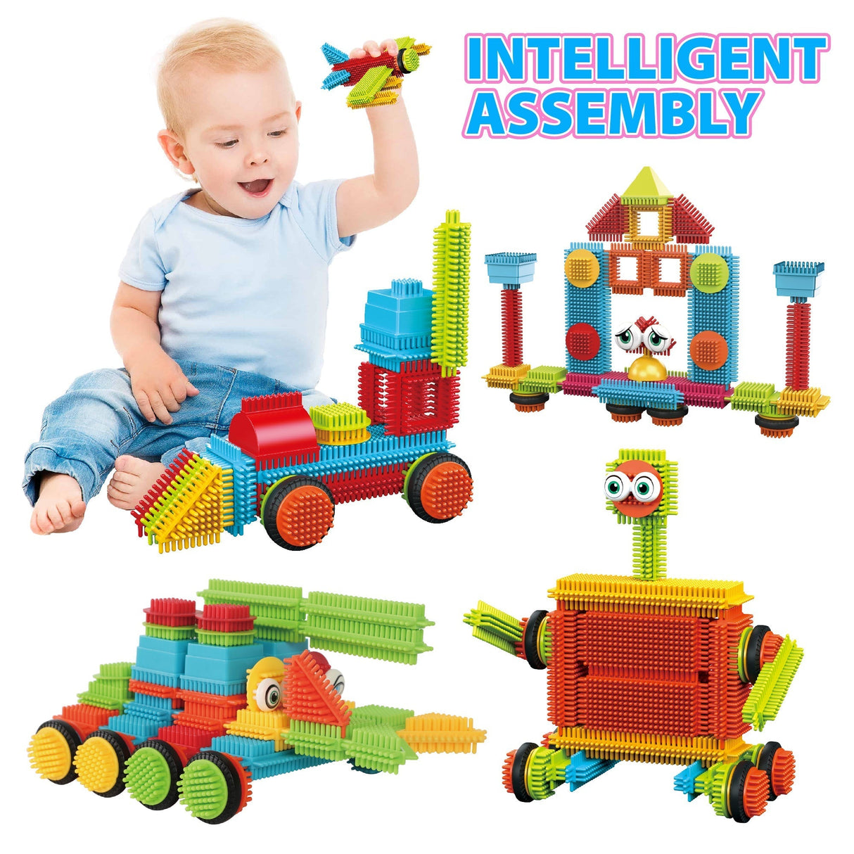 Contixo ST7 244 Pcs Bristle Shape 3D Tile STEM Building Block Set