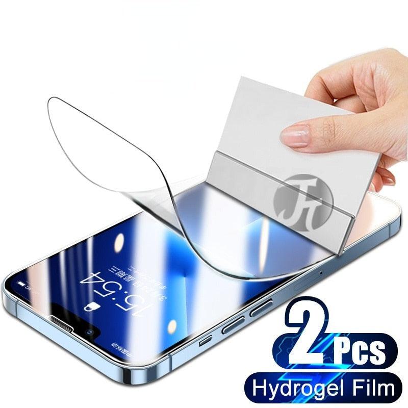 2PCS Hydrogel Silicone Screen Protector Full Glue Cover Sticker Film For iPhone 12 XS Max XR For iphone 13 X 7 8 6S 11 pro max Hydrogel Protective Film Transparent Soft Screen Protectors