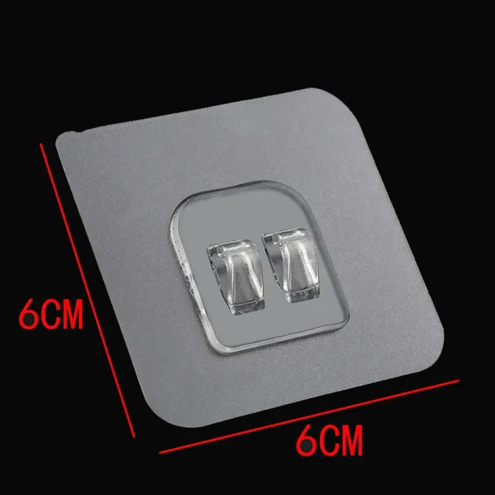 10PCS Transparent Self-Adhesive Wall Hooks for Kitchen & Bathroom Storage