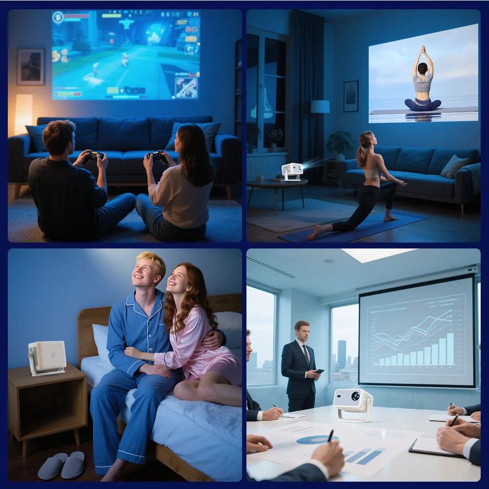 LynCast L018 Home Projector 800ANSI Native 1080P 8K Support Android 14 WiFi6 BT5.4 Portable Movie Projector with 360° Correction