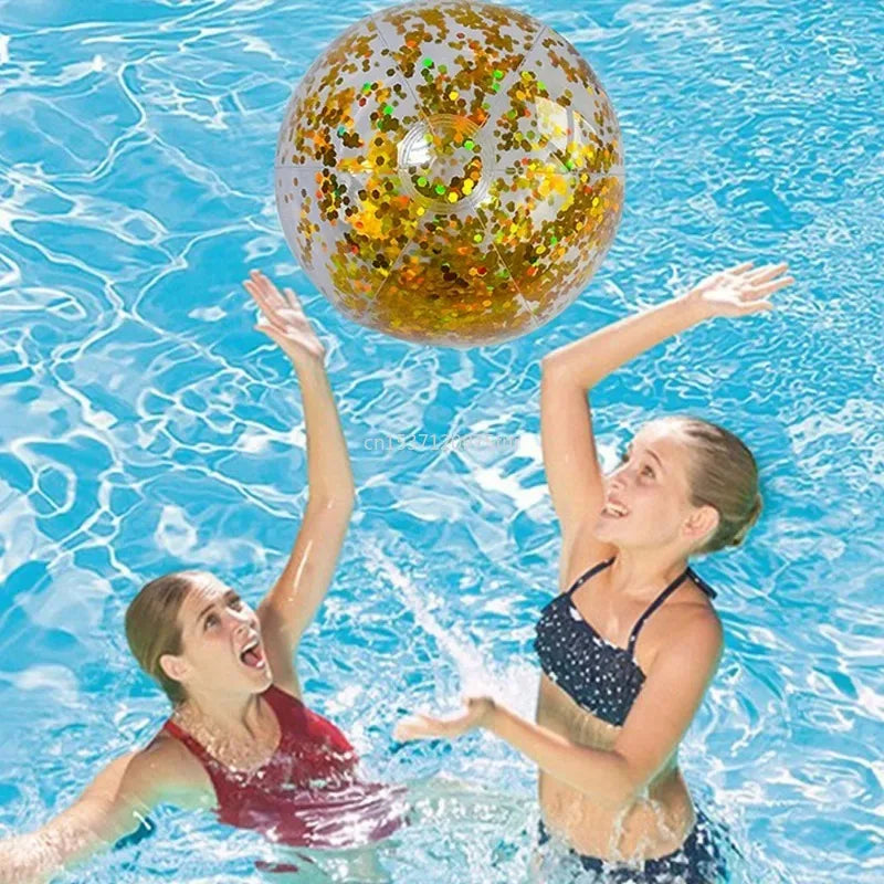 40/60cm Inflatable Glitter Beach Ball Perfect for Summer Pool Parties!