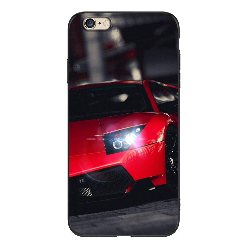 Cute Cover Soft Silicone Print Cars Print Phone Case For Iphone 5s 5 S Se 2016 4.0" Case Phone Cover On Iphone 6s 6 S Plus Funda Bumper Black Case Sport Race Car