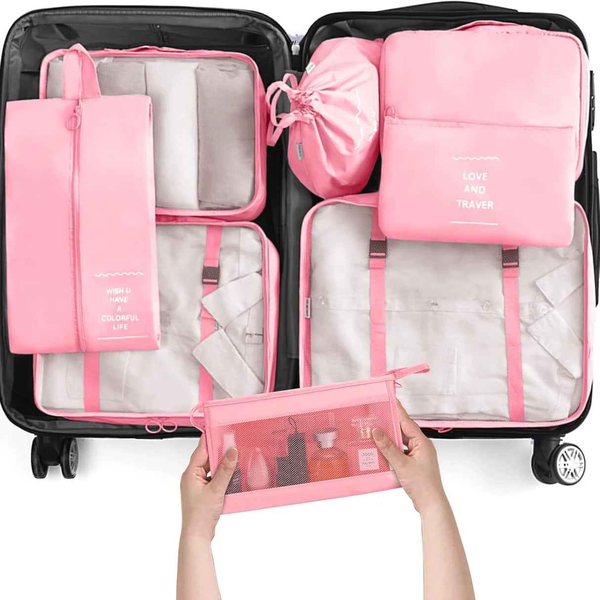 7/8/9/10/11 Pcs Set Travel Organizer Storage Bags Suitcase Packing Cubes Set Cases Portable Luggage Clothes Shoe Tidy Pouch