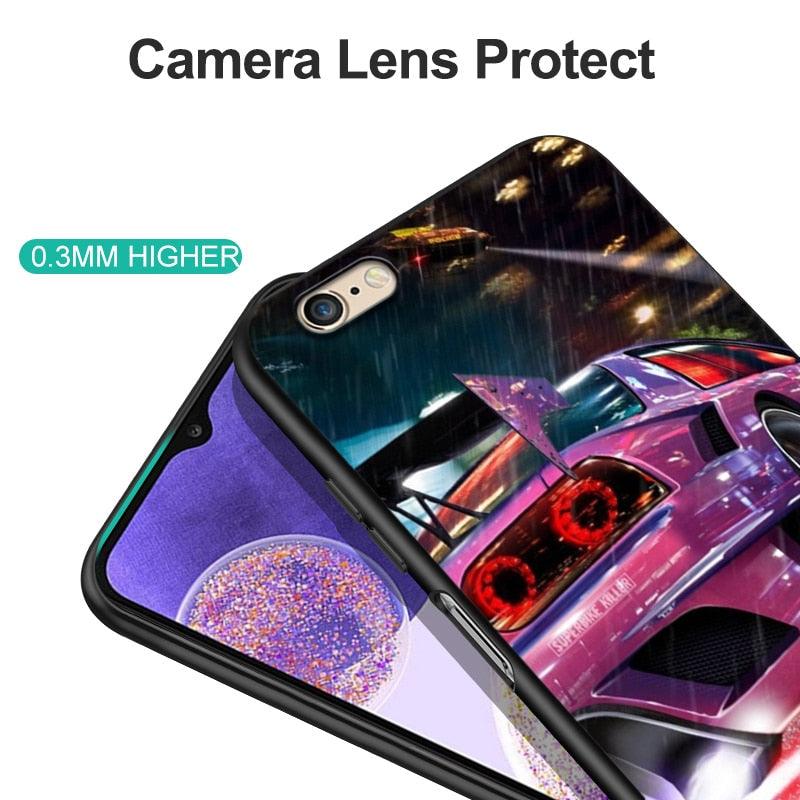 Cute Cover Soft Silicone Print Cars Print Phone Case For Iphone 5s 5 S Se 2016 4.0" Case Phone Cover On Iphone 6s 6 S Plus Funda Bumper Black Case Sport Race Car