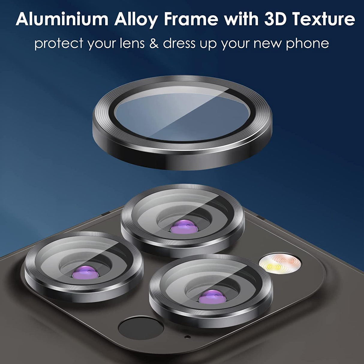 Camera Lens Protector for iPhone 14 Pro Max Plus 13 12 Mini 14Pro iPhone14 13Pro 14Plus 12Pro Glass Protection Protective Film Metallic Camera Ring Lens Protector with Glass Cover