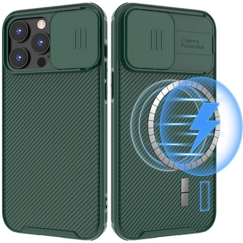 Camera Case Wireless Charging with Sliding Lens Cover Slim Magnetic Case For iPhone 13Pro Slide Lens Protection Magnetic Wireless Charging Phone Case For iPhone 13 12 Pro Max 13 Shockproof iphone Cover