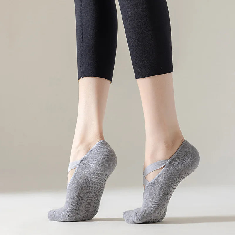 Yoga Socks Women Cotton Silicone Non slip Pilates Grip Towel No Show Barre Sock