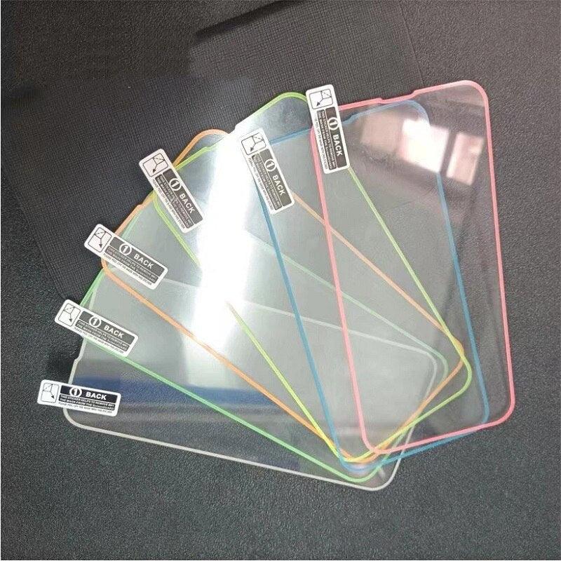 2Pcs Luminous Protective Glass For iPhone 14 13 12 11 Pro Max X XR XS Screen Protector For 7 8 6 Plus SE3 Glowing Tempered Glass Luminous Glowing Tempered Glass Screen Protector for iPhone