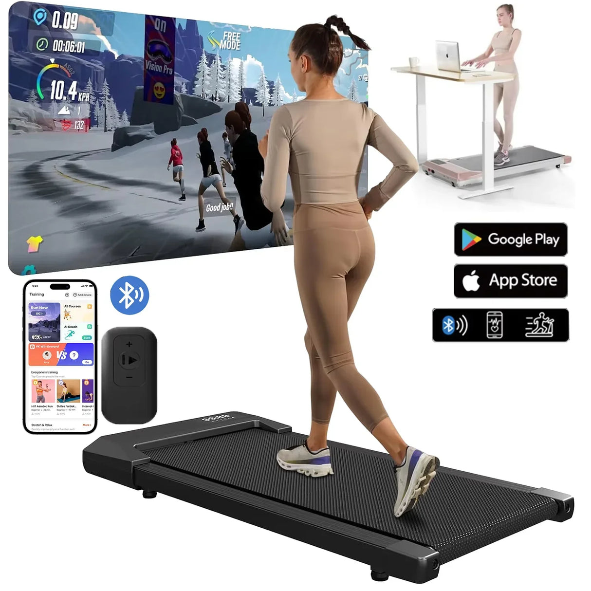 300lbs Home Treadmill: 2.5HP 2-in-1 Walking Pad & Running Machine
