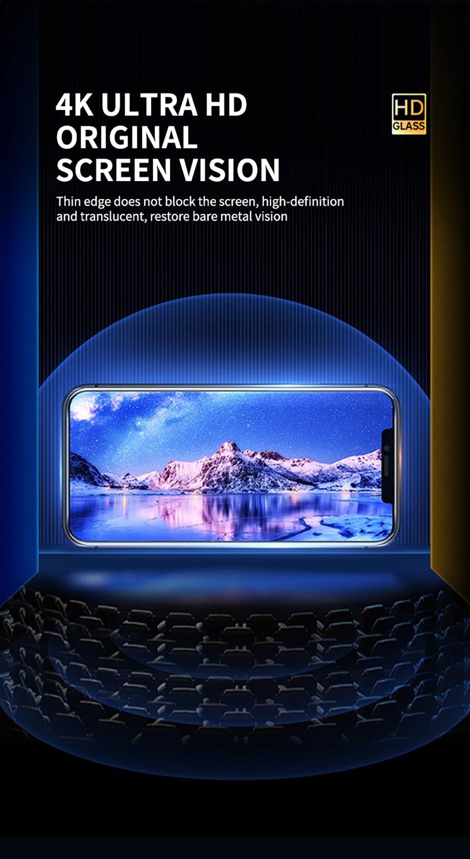 80D Full Protective Glass For iphone 6 7 8 Plus X Xr Xs Max SE Tempered Screen Protector iPhone 11 12 13 Pro Max Mini Glass Film Screen Protector with Full-Coverage, Easy Installation Frame