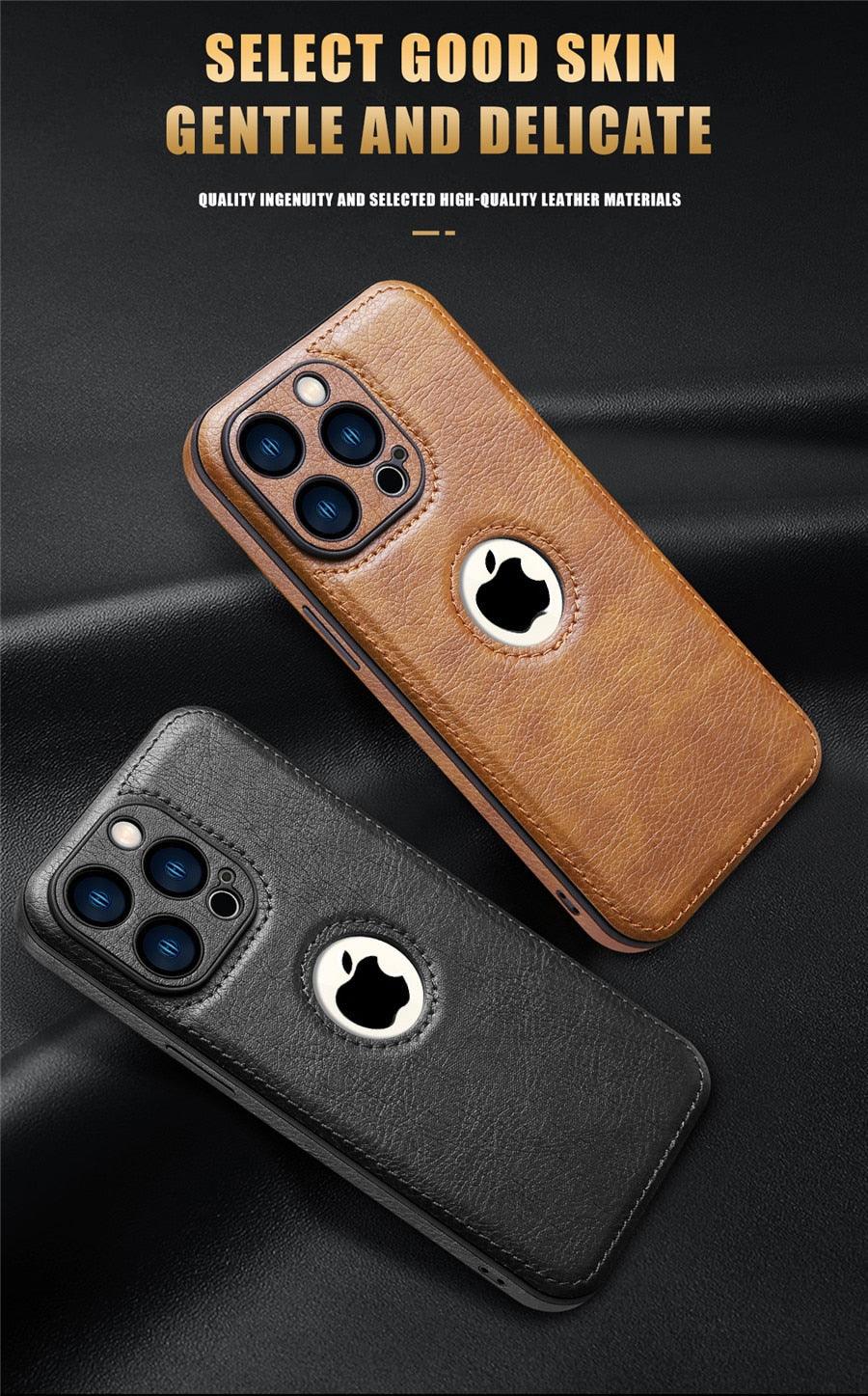 Luxury Leather Case for iPhone 14 13 12 11 Pro MAX XS XR 7 8 Plus Classic Silicone Phone Cover Leather Case Thin Flexible Soft Grip Luxury PU Leather Cover for Men Durable Anti-Scratch Full Phone Cases