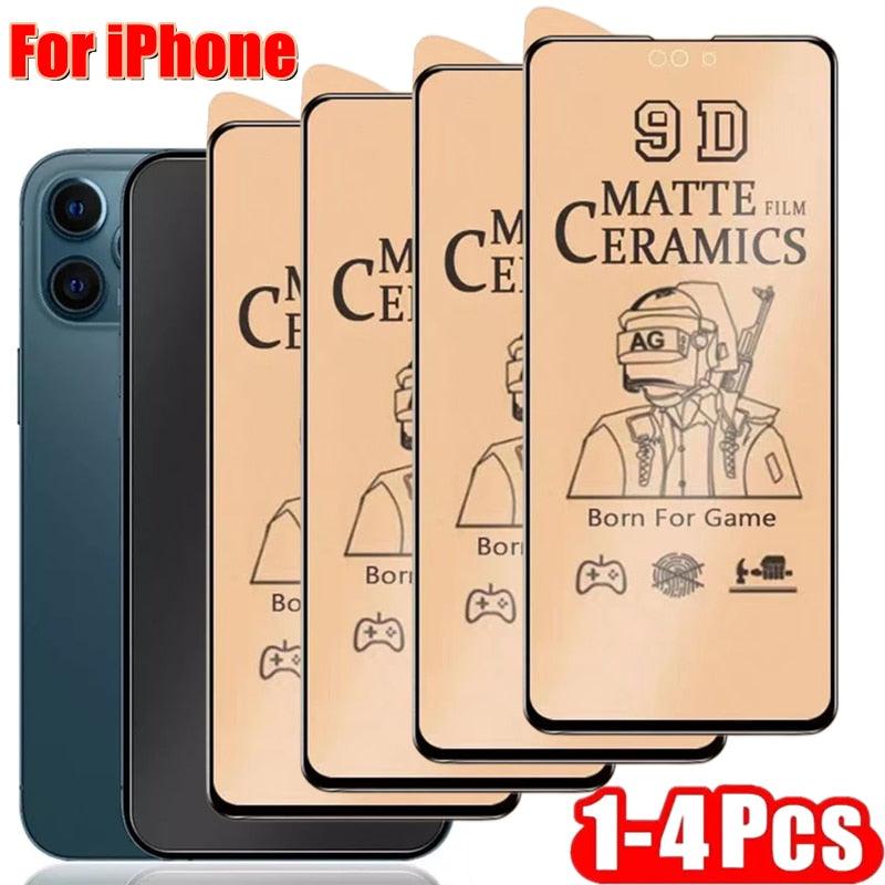 4pcs Soft Matte Ceramic Film Screen Protector for iPhone 14 13 12 Pro Max 11 XR XS X 8 7 plus SE20 Anti-broken Not Glass Film Matte Finish Tempered Glass Screen Protector for iPhone