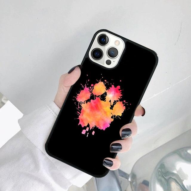 Dog Foot Print Colorful Pattern Phone Case For Iphone 14 Se 2020 Xr Xs 11 12 13 Mini Pro Max 6 7 8 Plus Ultra Designer Printed Hard Back Case