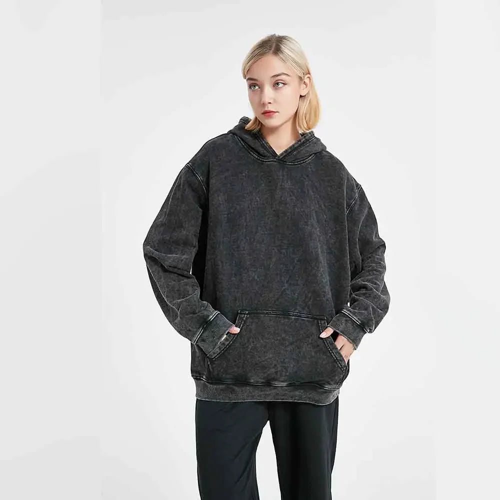 Unisex Cotton Hoodies Vintage Wash Harajuku Style