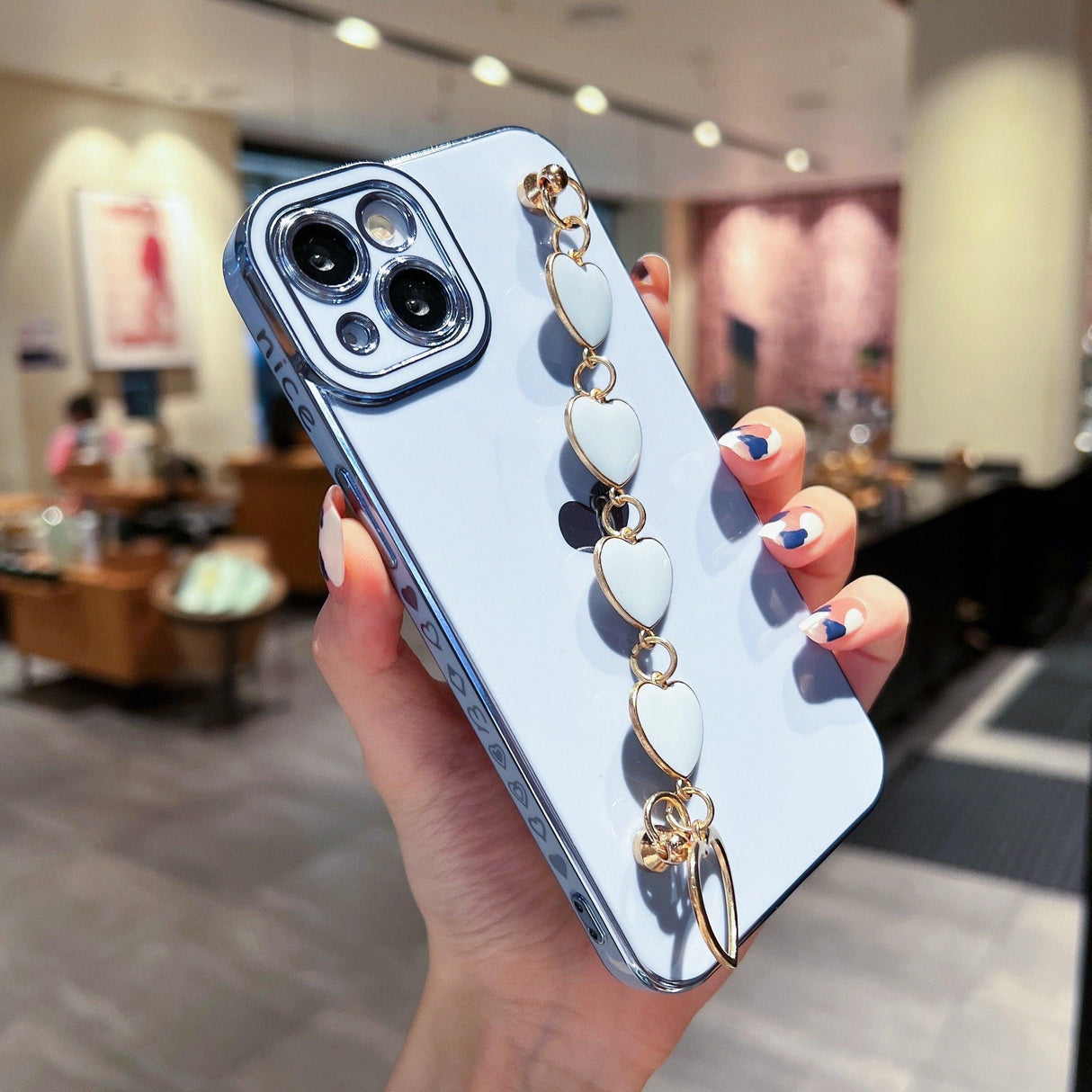 Luxury Love Heart Elegant Sparkle Case With Chain Bracelet Strap Soft Protective Bumper Cover Compatible with iPhone Bracelet soft case for iPhone 12 Pro Max 11 pro max X XS XR 7 8 Plus Stylish Phone Cover