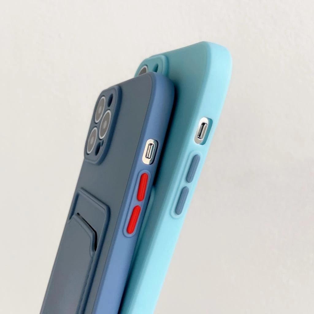 White Luxury Card Holder Phone Case for iPhone 13 12 Pro Wallet Soft Back Cover Shockproof Cute Protective Case for iPhone Cute Case With Card Holder