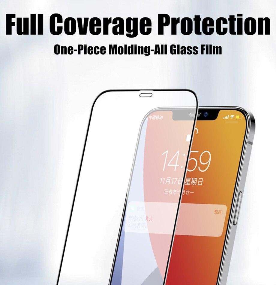 9D Full Cover Glass Screen Protector for IPhone 11 Pro Max 14 12 X s XS XR Tempered Glass on IPhone 13 Mini 7 8 6S Plus SE Film Tempered Glass Screen Protector Compatible for iPhone