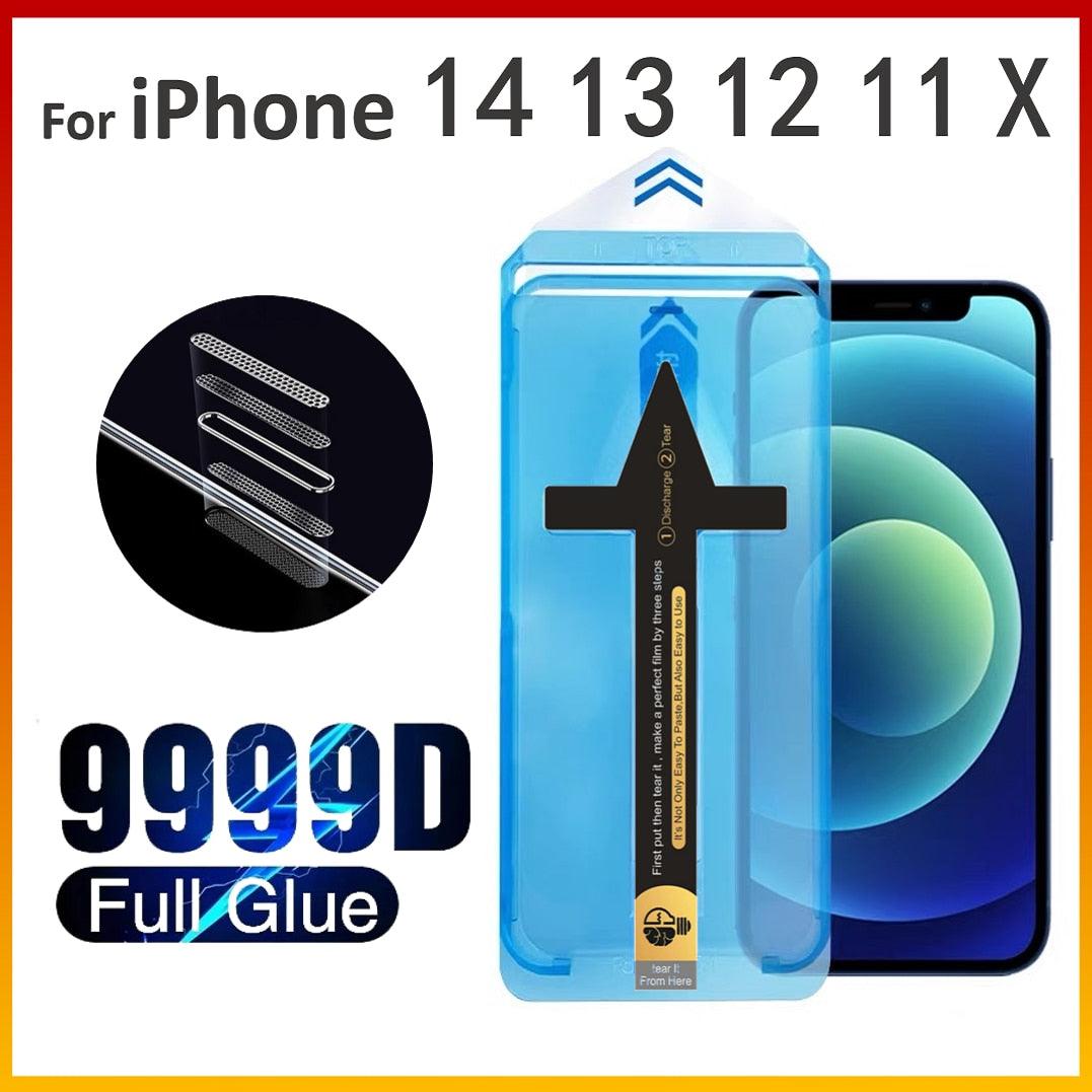 Edge to Edge Coverage Screen Protector for iPhone 14 Pro Max 12 13 Dust Free Phone Screen Protector Glass With Install Proof Without Bubbles