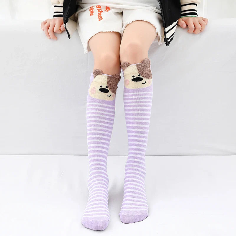 Colorful Embroidered Knee High Socks for Girls