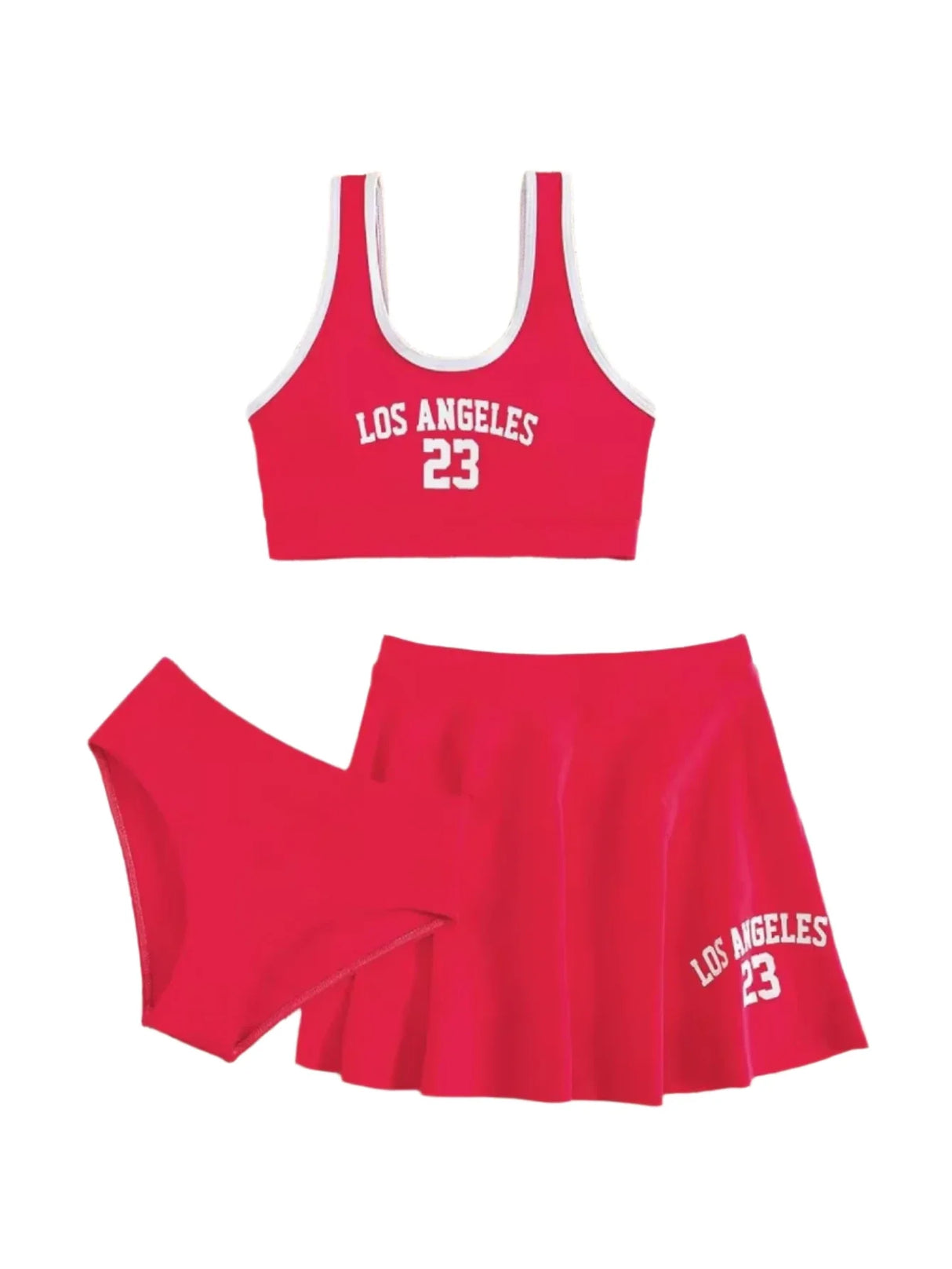 Cute Kids Bikinis Red Sets with Skirts