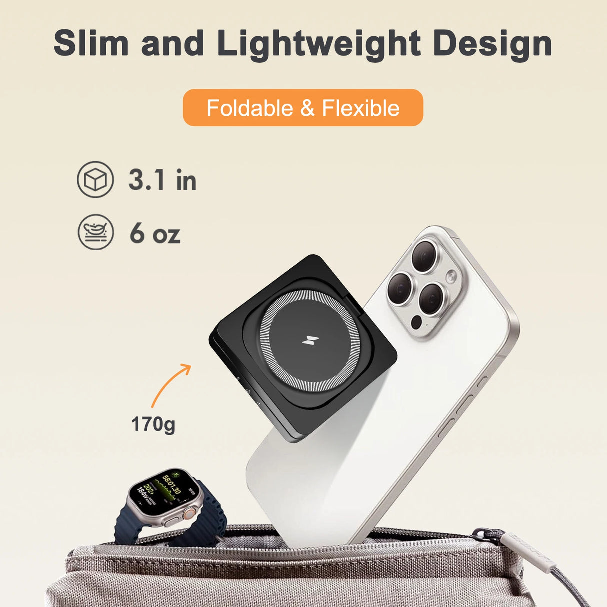 Magnetic Wireless Charger 3-in-1 Folding Fast Charging Station Foldable Travel for Magsafe iPhone 17/16/15/14/13 Watch Airpods