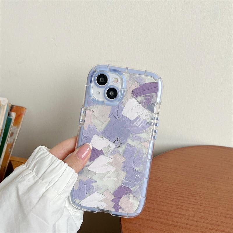 Luminous Art Abstract Phone Case For iPhone 13 12 11 Pro Max Transparent Silicone Shockproof Bumper Cover Floral Girly Transparent Phone Case Glow In Dark iphone case