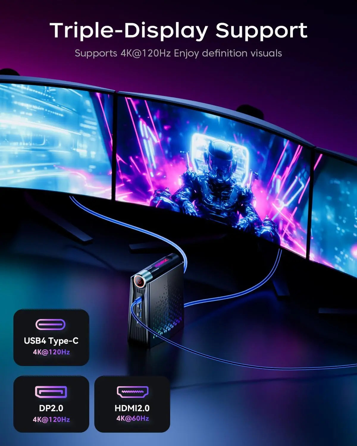 KAMRUI Mini Gaming PC AMD Ryzen7 H255 32GB LPDDR5 1TB M.2 PCIe SSD Wifi6E BT5.2 2.5GLAN Radeon 780M 8K Win11pro Desktop Computer