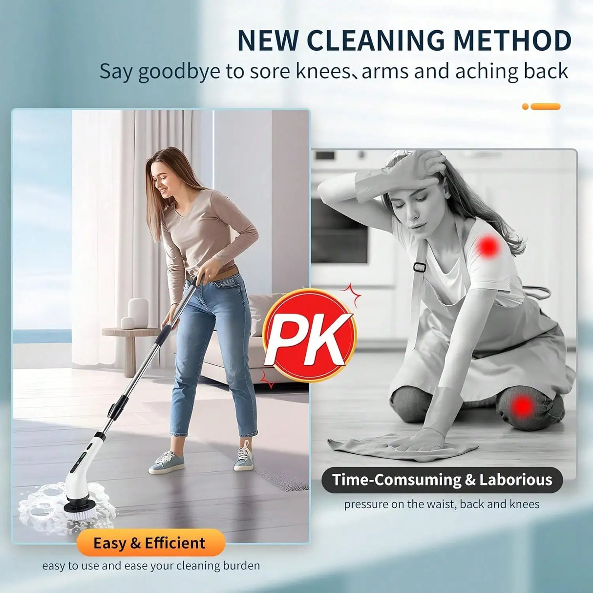 9 In 1 Electric Spin Scrubber Cordless Waterproof Cleaning Brush Multifunctional Tile Floor Tub Bathroom Kitchen Household Tool