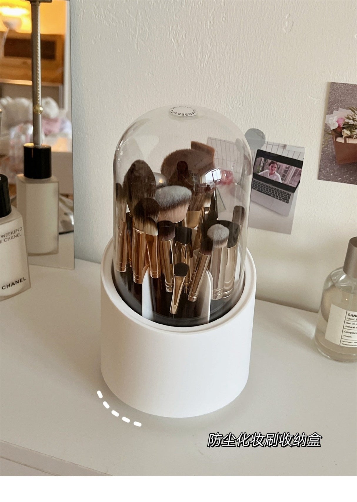 Desktop Makeup Brush Storage Bucket Cup Holder with Lid