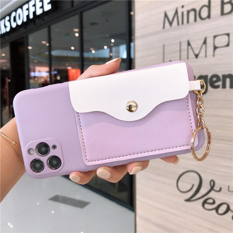 Luxury Wallet Phone Case For iPhone 13 Pro Max 11 12 Pro Max X XR XS 7 8 Plus 13 Mini Soft Silicone Handbag Card Phone Case Wallet Compatible iPhone Bag Cover