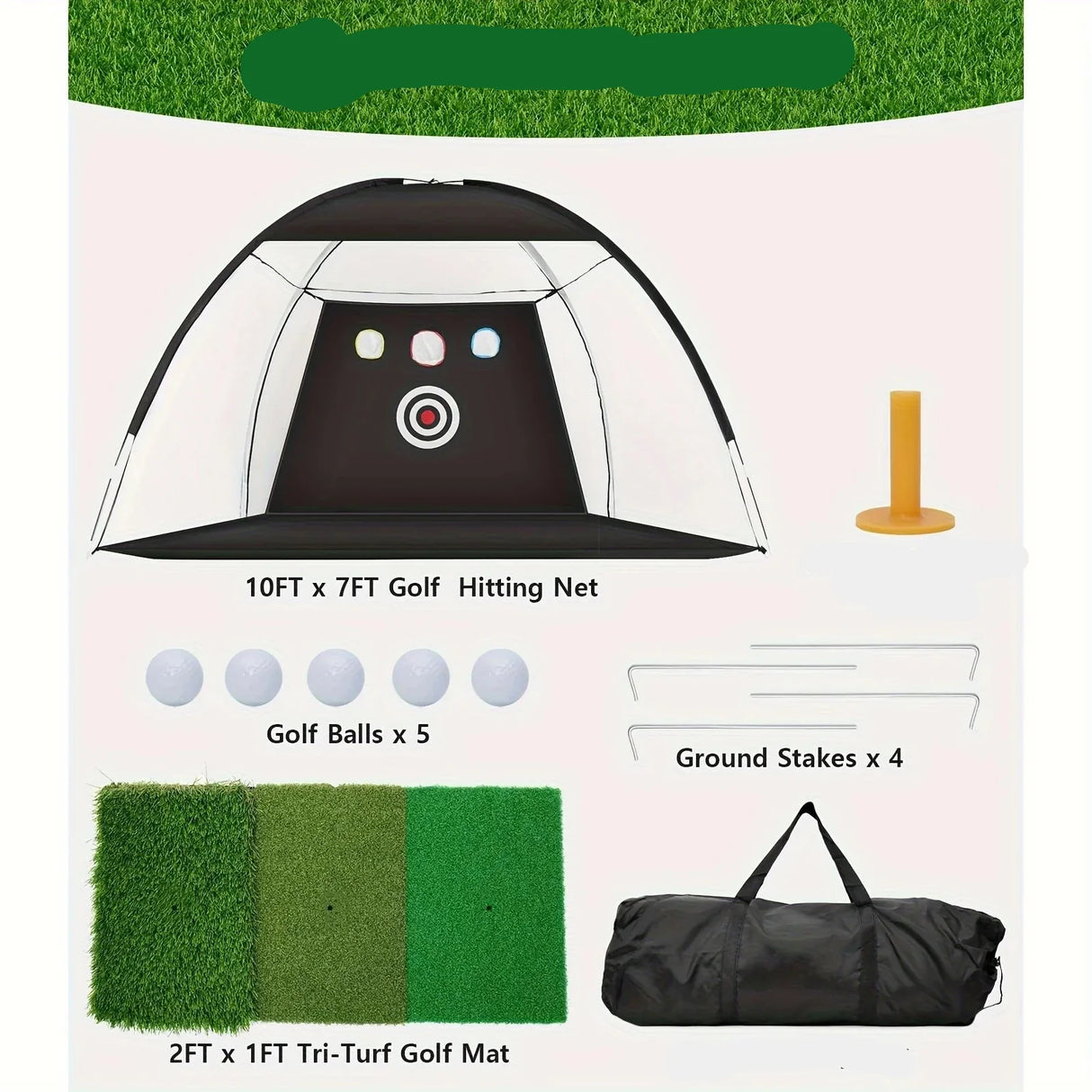 Golf Practice Net with Mat Balls and Tee