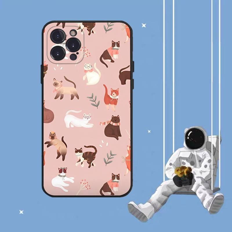 Cat Cute Art Phone Case For Iphone 8 7 6 6s Plus X Se 2020 Xr Xs 14 11 12 13 Mini Pro Max Mobile Case Transparent Soft Protective Clear Case Compatible For Iphone