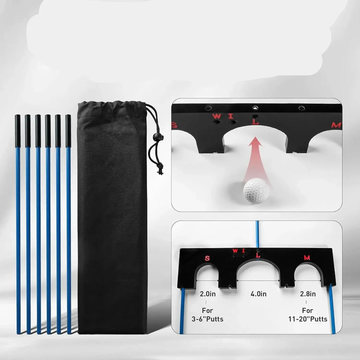 Golf Training Aid Alignment Gate 6 Sticks 5 Angles